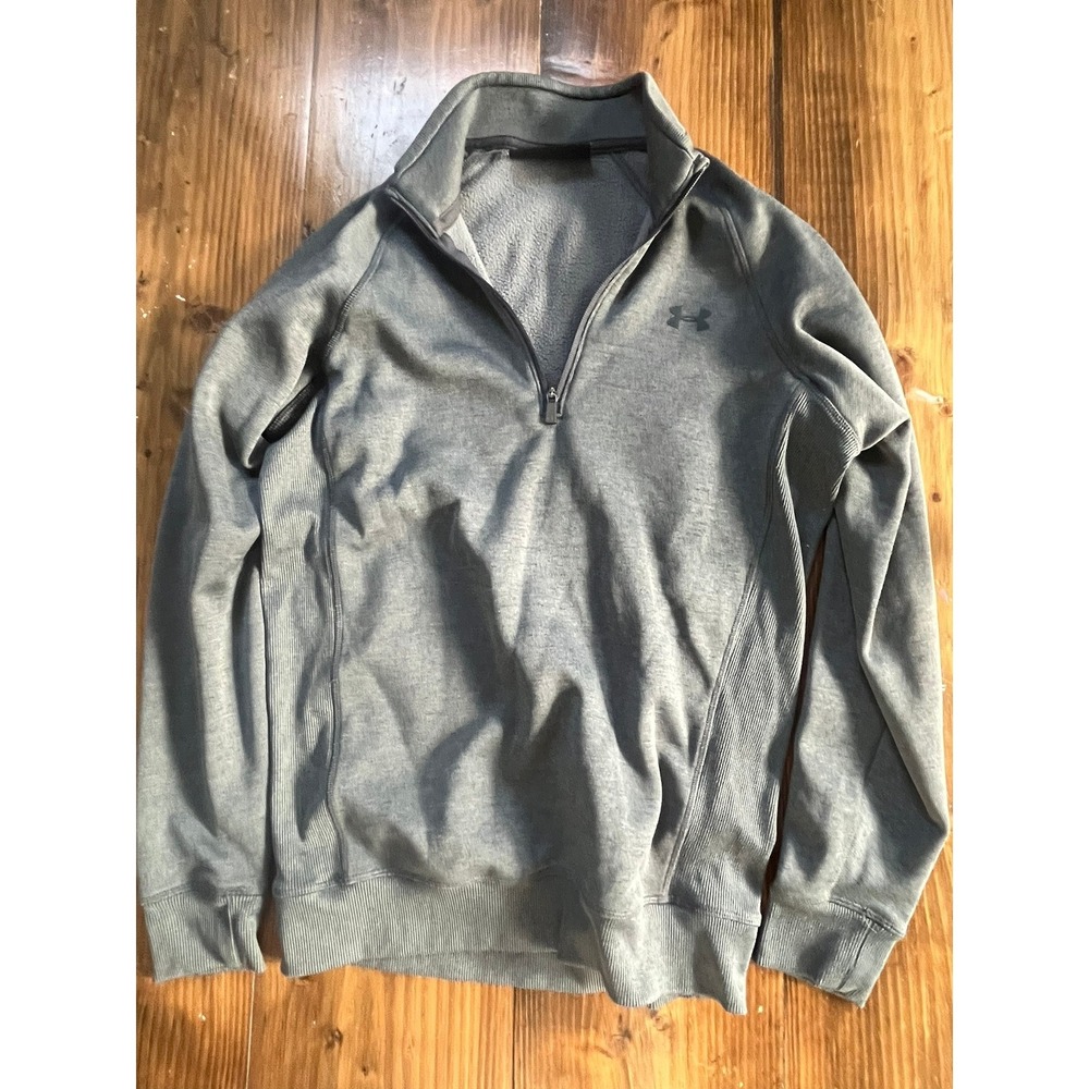 Under Armour ColdGear Mens Quarter Zip Pullover Gray Fleece Loose‎ Fit Small